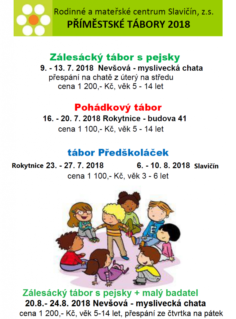 Přihlášení online zde: Online přihlášení na všechny tábory zde: https://docs.google.com/forms/d/e/1FAIpQLScT4GPDId87oLQQQBEq-3oBm8OfihAfYJUVH6aRocfYZixt5A/viewform?c=0&w=1